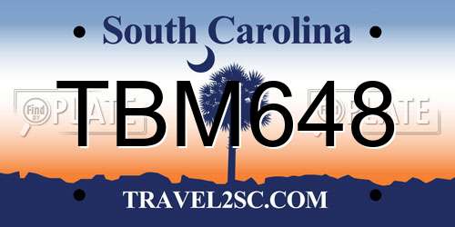 TBM648 South Carolina License Plate