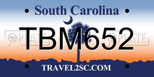 TBM652 South Carolina License Plate