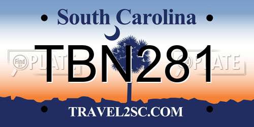TBN281 South Carolina License Plate