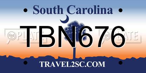 TBN676 South Carolina License Plate