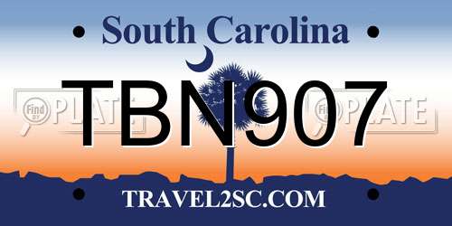 TBN907 South Carolina License Plate