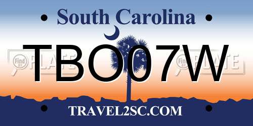 TBO07W South Carolina License Plate