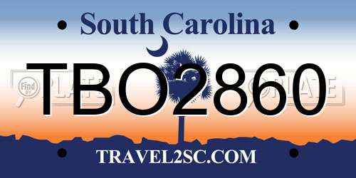 TBO2860 South Carolina License Plate