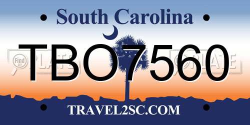 TBO7560 South Carolina License Plate
