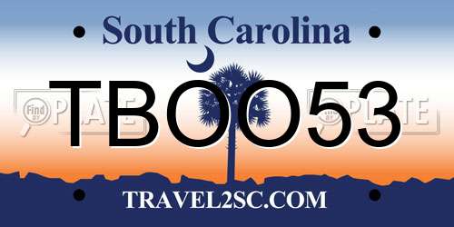 TBOO53 South Carolina License Plate