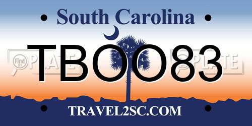 TBOO83 South Carolina License Plate