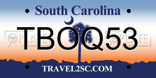 TBOQ53 South Carolina License Plate