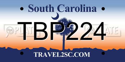 TBP224 South Carolina License Plate