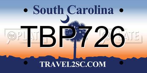 TBP726 South Carolina License Plate