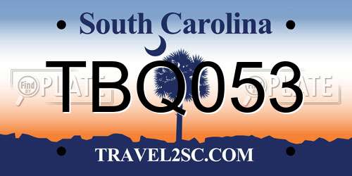 TBQ053 South Carolina License Plate