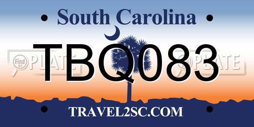 TBQ083 South Carolina License Plate