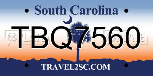TBQ7560 South Carolina License Plate
