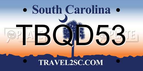 TBQD53 South Carolina License Plate