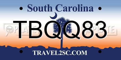 TBQQ83 South Carolina License Plate