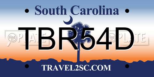 TBR54D South Carolina License Plate