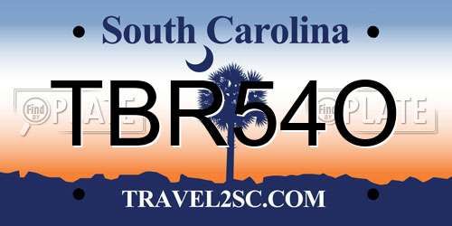 TBR54O South Carolina License Plate