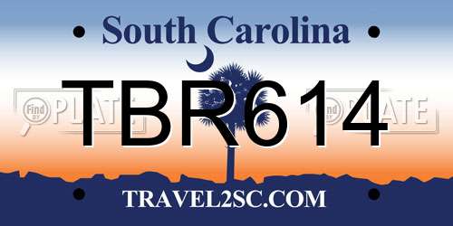 TBR614 South Carolina License Plate
