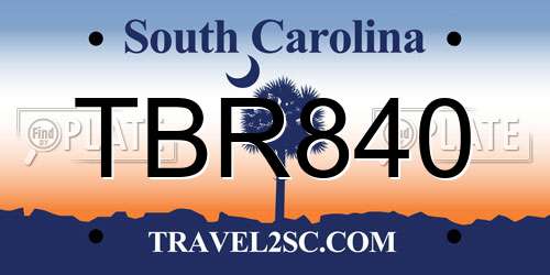 TBR840 South Carolina License Plate