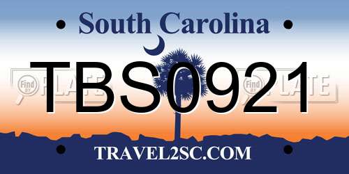 TBS0921 South Carolina License Plate