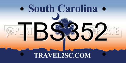 TBS352 South Carolina License Plate