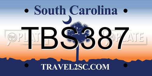 TBS387 South Carolina License Plate