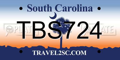 TBS724 South Carolina License Plate