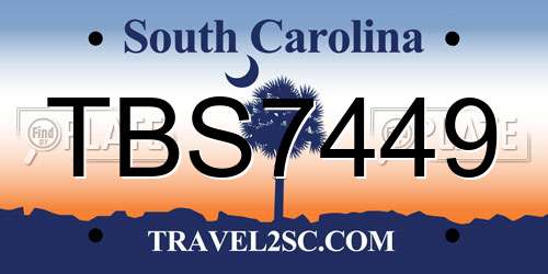 TBS7449 South Carolina License Plate