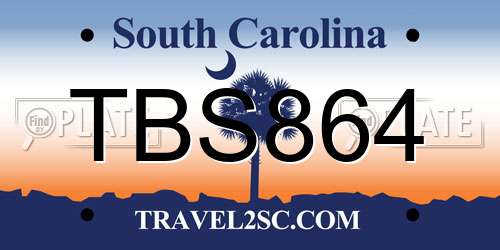 TBS864 South Carolina License Plate