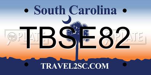 TBSE82 South Carolina License Plate