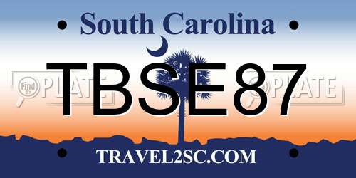 TBSE87 South Carolina License Plate