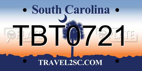 TBT0721 South Carolina License Plate