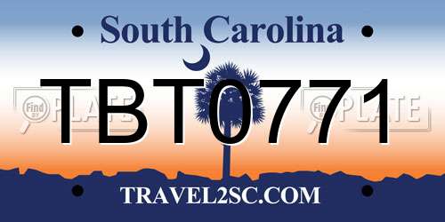 TBT0771 South Carolina License Plate