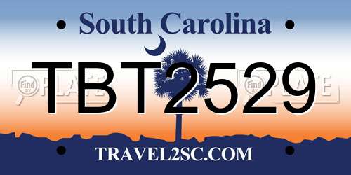 TBT2529 South Carolina License Plate
