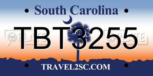 TBT3255 South Carolina License Plate