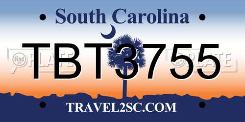 TBT3755 South Carolina License Plate