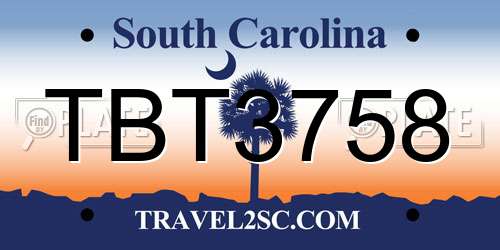 TBT3758 South Carolina License Plate