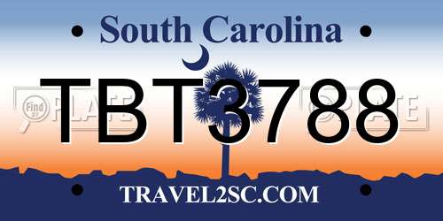 TBT3788 South Carolina License Plate
