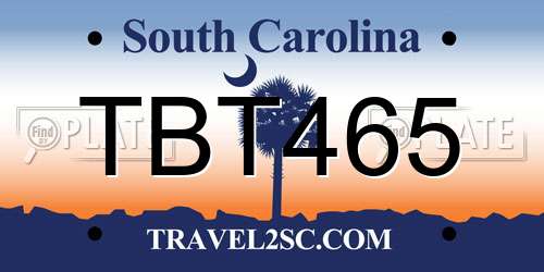 TBT465 South Carolina License Plate