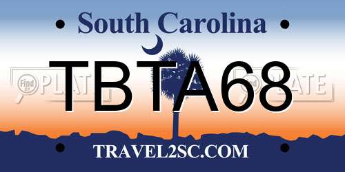 TBTA68 South Carolina License Plate