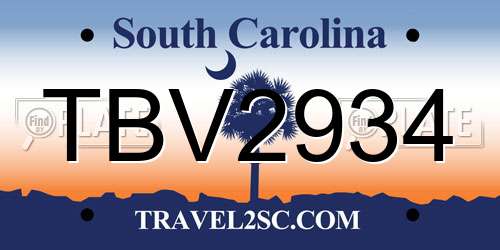 TBV2934 South Carolina License Plate