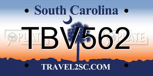 TBV562 South Carolina License Plate