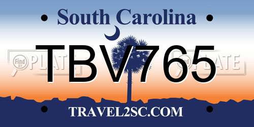 TBV765 South Carolina License Plate