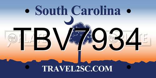 TBV7934 South Carolina License Plate