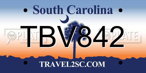 TBV842 South Carolina License Plate