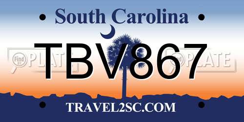 TBV867 South Carolina License Plate