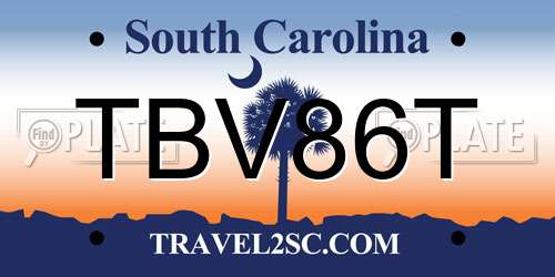 TBV86T South Carolina License Plate