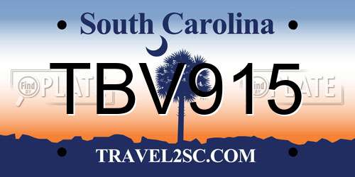 TBV915 South Carolina License Plate