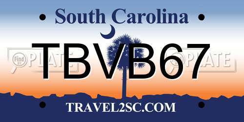 TBVB67 South Carolina License Plate