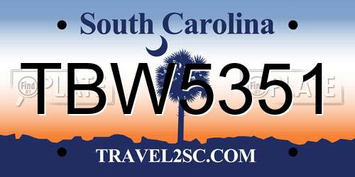 TBW5351 South Carolina License Plate