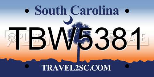 TBW5381 South Carolina License Plate